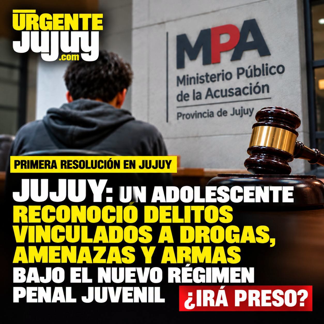 Jujuy: un adolescente reconoció delitos vinculados a drogas, amenazas y armas bajo el nuevo Régimen Penal Juvenil. ¿Irá preso?